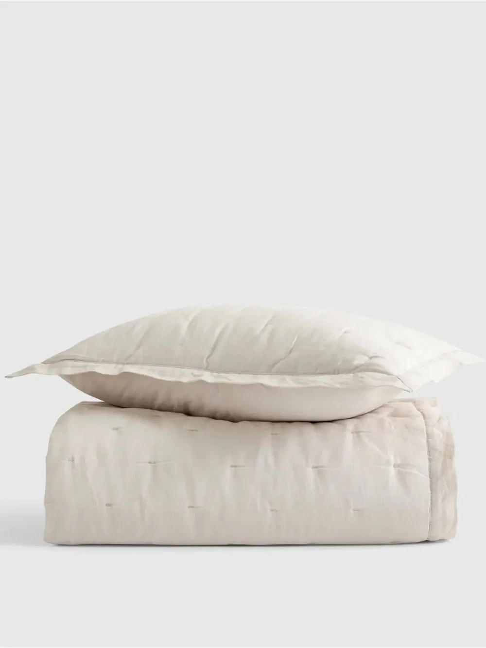 Quince Soft Linen Toddler Pillow and Quilted Sham in Sand